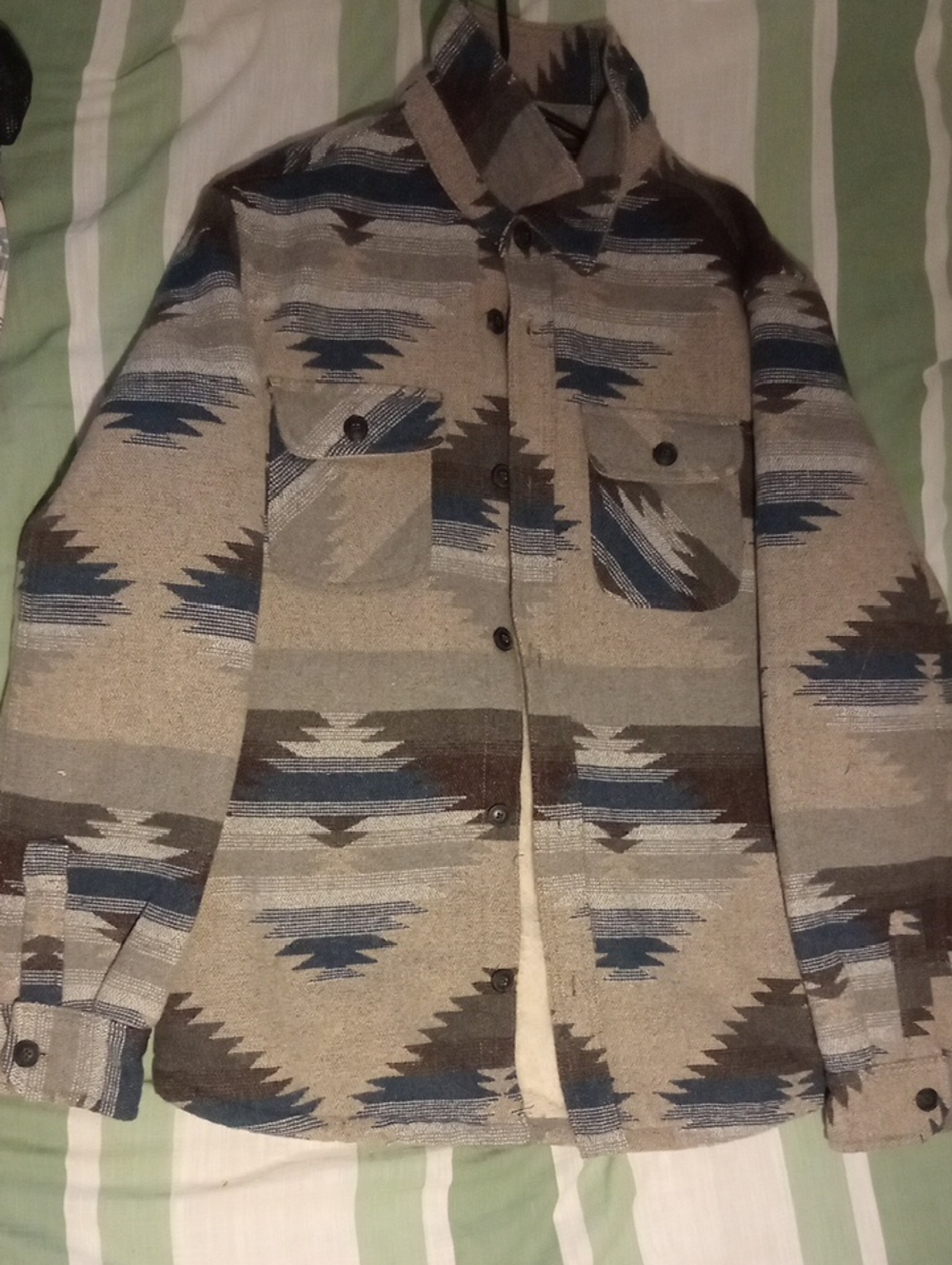 BRAND NEW Jachs New York Taupe, Navy & Brown Southwestern Shirt Jacket